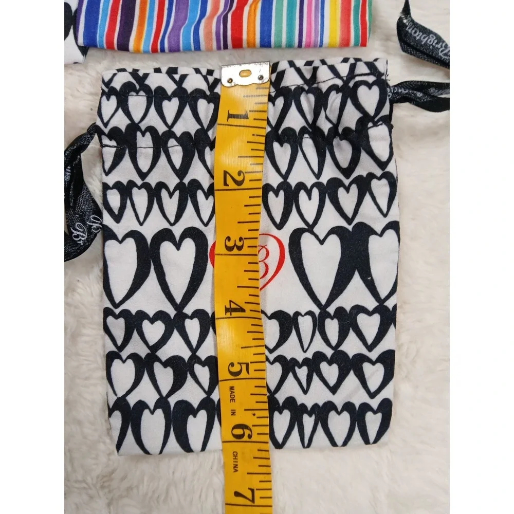 4 ct Brighton Cloth Drawstring Jewelry Bags Pouch Hearts Stripes Travel Gift‎ 6